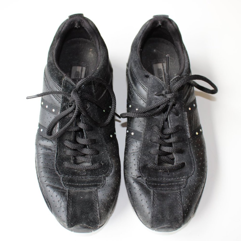 Skechers Black Leather Running Shoe Sneaker